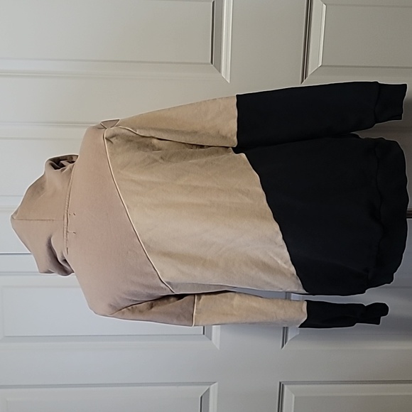 Ampersand Ave Madrid XL Tan and Black Casual Comfy Colorblock Hoodie Sweatshirt - Picture 2 of 14